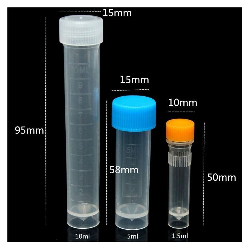 Tubo de ensayo de plástico transparente con tapa Bitefu tubo de 50 unidades tubo centrífugo graduado marcas cónicas/fondo plano para experimentos de química 