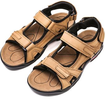 Caqui comercio exterior zapatos de playa sandalias de cuero deportes al aire libre de los hombres de verano grandes sandalias de cuero Tamaño de los zapatos casuales 