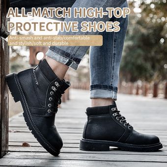 Botas De Tobillo Moda Para Hombre Zapatos Altos Seguridad De Trabajo Fuerte