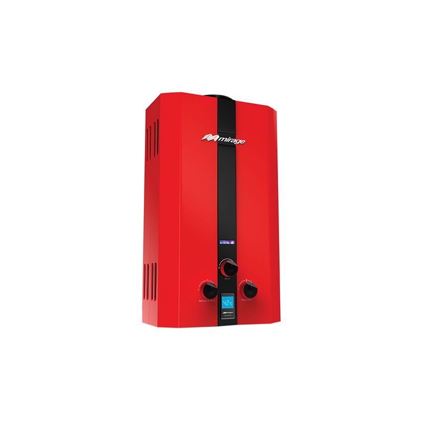 Calentador de Agua Mirage MBF10BB Flux 10L Gas LP Rojo