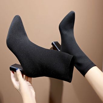 botas de tacón alto Calcetines elásticos de moda para mujer zapato 
