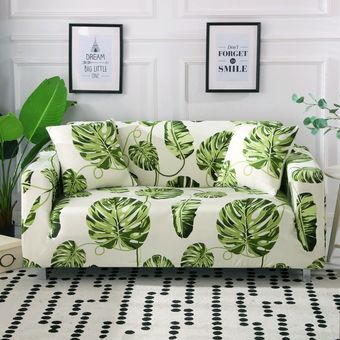 Funda elástica protectora para sofá,forro protector de sillón seccional con diseño de hojas tropicales,ideal para sala de estar,1234 asientos #2 