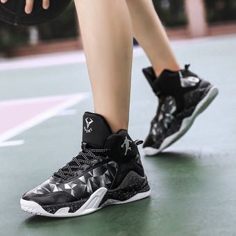 Zapatillas de baloncesto unisex de talla grande con tobillo y negro 