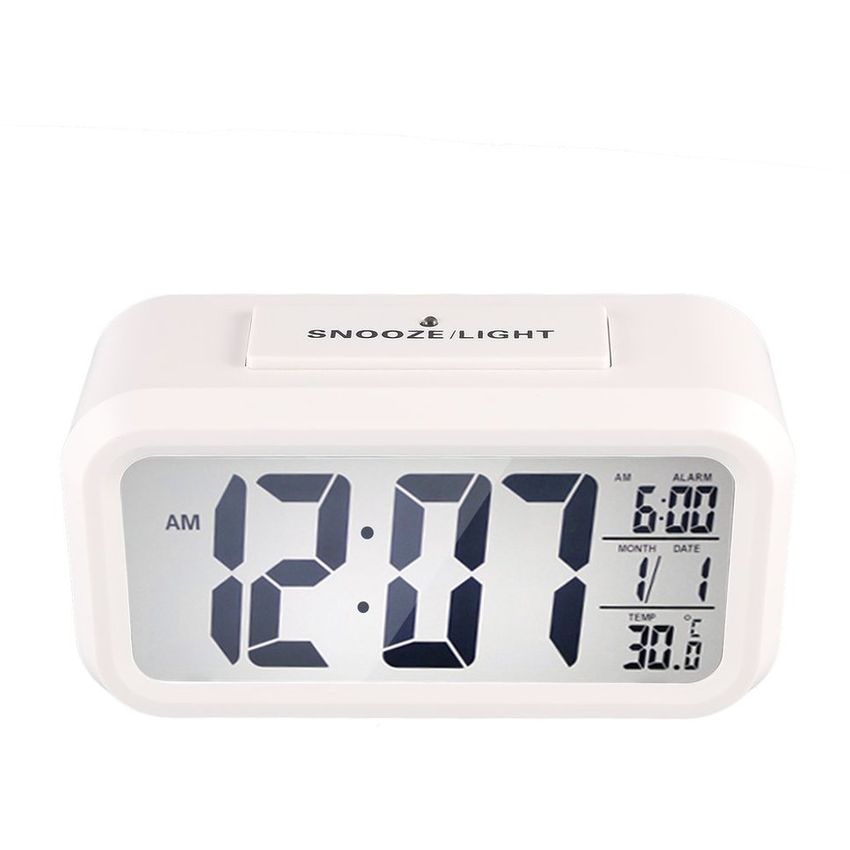 Tiempo de retroiluminación de reloj de alarma electrónico digital LED con calendario + termómetro