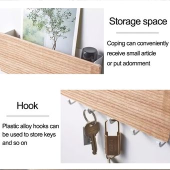 Rack Storage Rack Key Percha de madera Hogar Wall Vintage Hallway Space Saving 