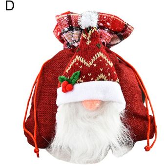 Navidad Santa Elk Gnome Muñeca Dulce Bolsa de cordón Bolsa de regalo 