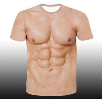 Divertido 3d Body Pattern Musclet-shirt Manga Corta Hombres 