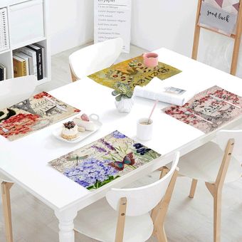 Servilletas de lino para mesa cobertor de toalla de té de plantas promoción de flores mantel de algodón accesorios de decoración del hogar de París 