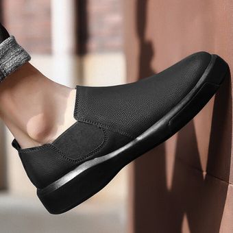 Tamaño grande 38-47 Zapatos Oxford de negocios para hombres Calzado de cuero informal para hombres sin cordones Caqui 