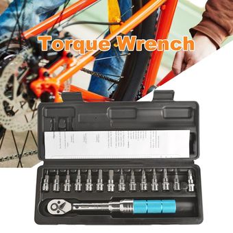 Llave dinamométrica ajustable de 14 de pulgada de conjunto de kit de herramientas para Bicicleta Azul Llave Reparación 