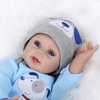 Bebés Reborn muñecas de silicona para bebés Jugando dormir Acompañando muñeca realista del color gris y azul 