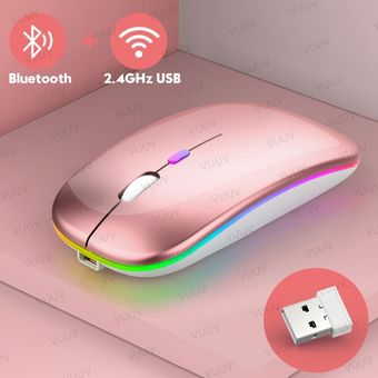 Bluetooth Wireless Mouse For Computer Lap iPad Tablet MacBook With Backlight Ergonomic Silent Rechargeable USB Mouse #Rose Gold 