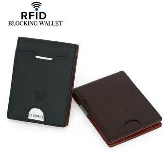 Cartera para hombre de cuero genuino con bolsillo para monedas tarjetero cartera para hombre p SAI 