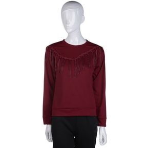 Las mujeres Borla cuello redondo Camiseta de manga larga Blusa superior Sweater S/M/L/XL