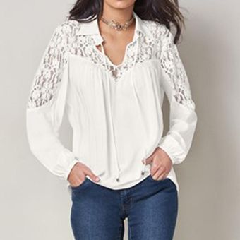 blusa de cuello de corbata mujer