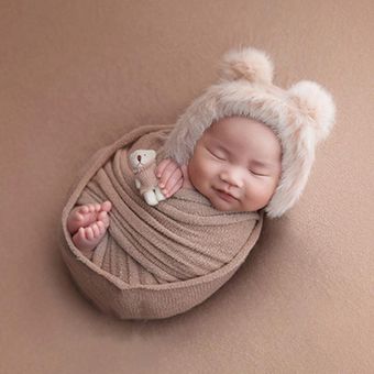 3 uds De ropa para recién nacidos accesorios de fotografía cálidos manta de muñeco de oso de algodón sombrero accesorios para fotos para bebés pequeños niña y niño el mejor regalo 