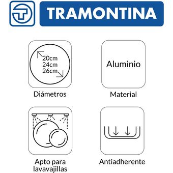 Set de Sartenes Tramontina Antiadherente Aluminio 20-24-26 cm TRAMONTINA