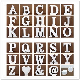 letras de alfabeto blanc Letras de madera para decoración del hogar 