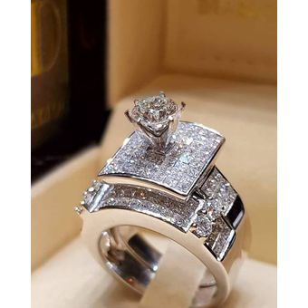 Joyería Compromiso Rhinestone Ring Wedding Jewelry Amante 
