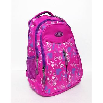 Morral Fucsia Escolar Corazones 