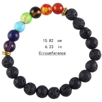 7 Chakra Pulsera Masculina Y Negra De Lava Sanación Pearl Y 