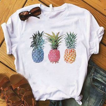 Ropa de frutas Piña camiseta de moda para Mujer camiseta gráfica camisetas Kawaii para Mujer r HON 
