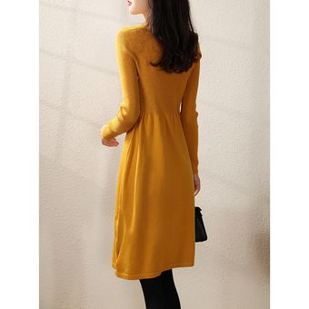 Paralizar Desempacando mando Vestido de punto de mujer otoño-invierno manga larga vestido - amarillo |  Linio Colombia - GE063FA0WW649LCO