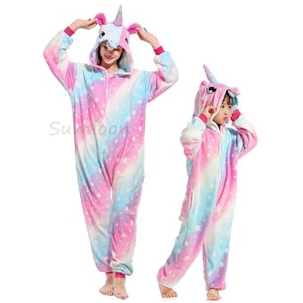 Pijama Licorne para niños pijama para bebé mameluco unicornio para niños viñetas de animales traje de invierno-as picture manta 