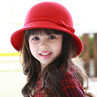 #C0209-2 Sombreros Vintage de lana Lisa para padres e hijos sombreros de lana lisa con lazo para mamá y bebé DJL 