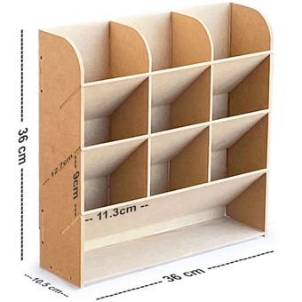 Organizador de escritorio de madera, caja multifuncional pa