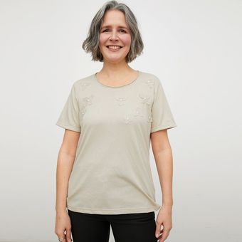 Polera Manga Corta Stefano Cocci Para Mujer-Beige Polera Manga Corta Stefano Cocci Para Mujer-Beige