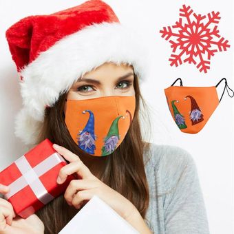 Mascarilla de protección facial Resoable Lavable estilo navideño impreso Mascarilla impresa transpirable polvo a prueba de polvo Máscara de correa elástica 