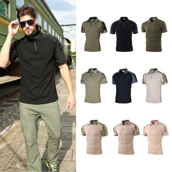 UU. senderismo Camiseta de camuflaje militar táctico al aire libre para hombre camiseta transpirable de combate del Ejército de EE Camping camisetas de secado rápido de camuflaje caza 