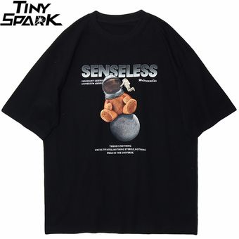 camisetas de algodón WOT #A31T72 Black camisetas camisetas casuales de moda de manga corta de verano Camiseta con estampado de astronauta Camiseta de Hip-Hop para hombre 