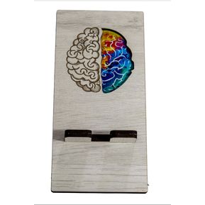 Cerebro Decorativo Porta celular de Madera para Mesa o Escritorio