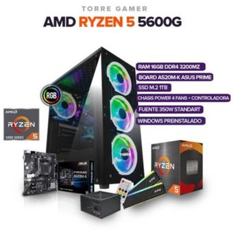 Torre Pc Gamer Ryzen 5 5600g, Board, 16gb Ram, Disco Ssd