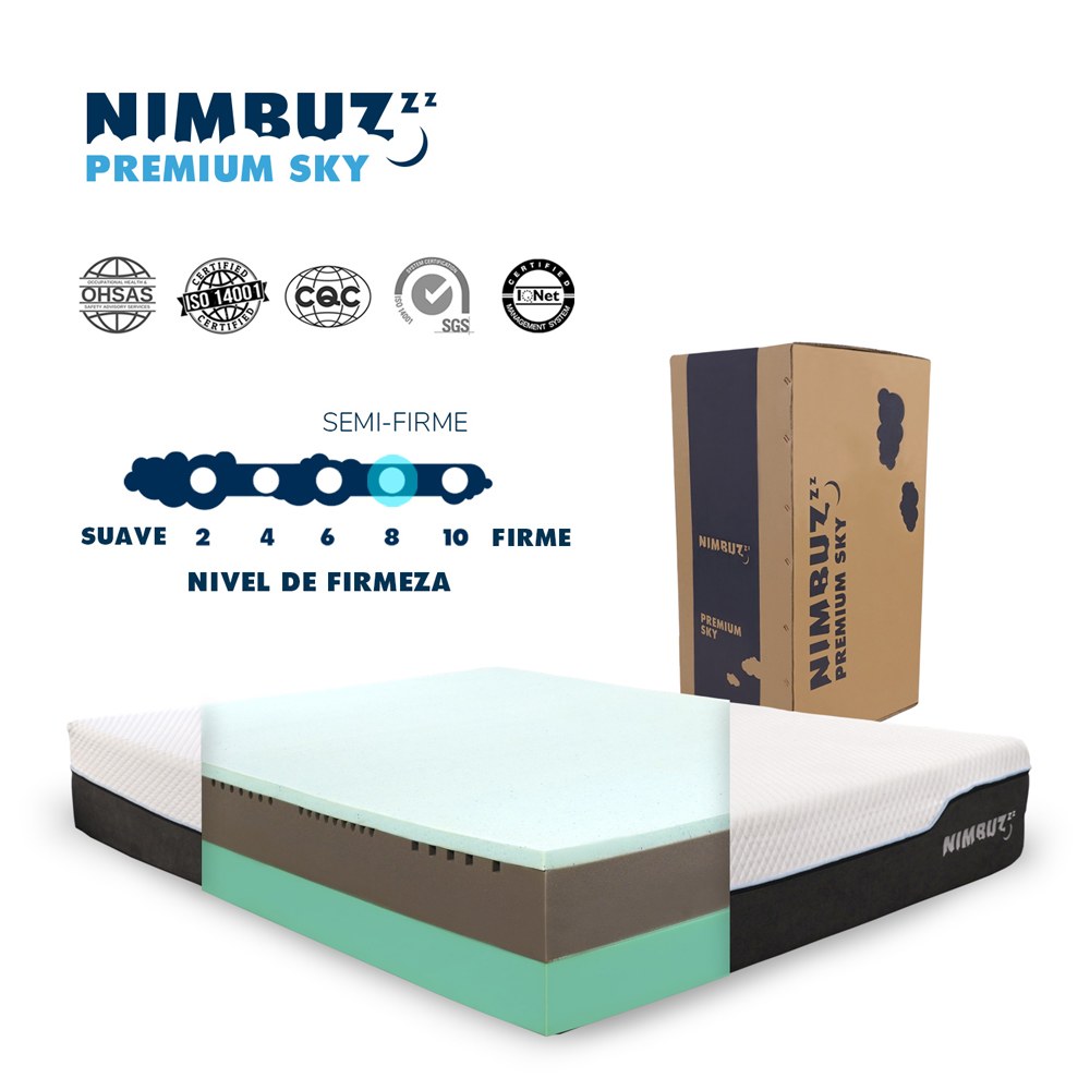 Colchón Queen Size Memory Foam En Caja Premium Sky Nimbuzzz