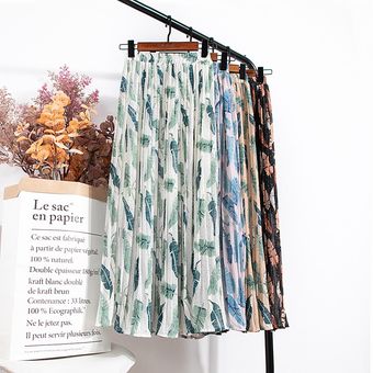 Croysier Faldas de mujer 2021 falda plisada larga con estampado flor 