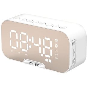 Radio Reloj Despertador Digital Parlante Bluetooth Y Espejo Blanco Generico