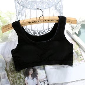 Pure Cotton Teen's Bra Vest Type Children Underwear For 12-18 Year-Old Girls Black