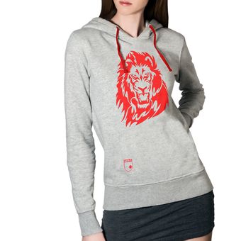 Buzo Hoddie Independiente Santa fe Fan Con Capota para Mujer Gris