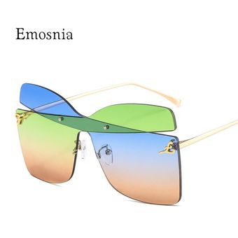 Deluxe gafas de sol de gran tamaño diseño sin marco demujer 