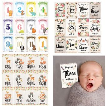 12 hoja bebé logro mensual tarjetas de nacimiento a 12 meses foto mo 