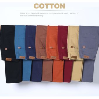 Pantalones clásicos informales de color caqui para hombre,calzas elásticas de algodón ajustadas a la moda de negocios #Blue 