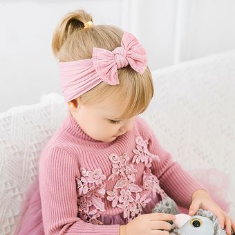 accesorios para el cabello para bebé anudado turbante con lazo diademas de diseño para niña y niño Diadema elástica de nailon para bebé 