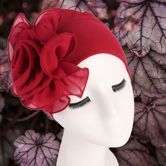 Mujer turbante sombrero señoras retro grandes flores sombrero turbante elástico quimio tapa tapa 