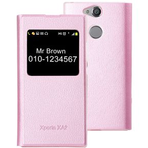 Para Sony Xperia XA2 Litchi Texture Horizontal Funda De Cuero Flip Con Llamada Pantalla Id (rosa)