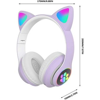 RGB Wireless 5.0 Auriculares para los auriculares para el gato Support TF TAP PARA Smartphones PC Tablet 