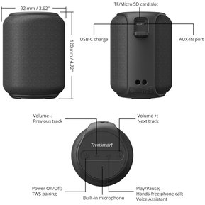 Bocina Tronsmart Soundpulse Element T6 Mini Portátil Con Bluetooth