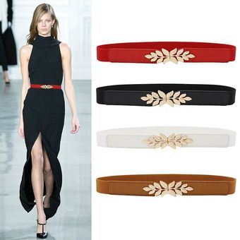 Hoja de Diseño de Moda para Mujeres Cinturón Cinturón De Metal Dorado Banda de la cintura cinturón elástico suave 